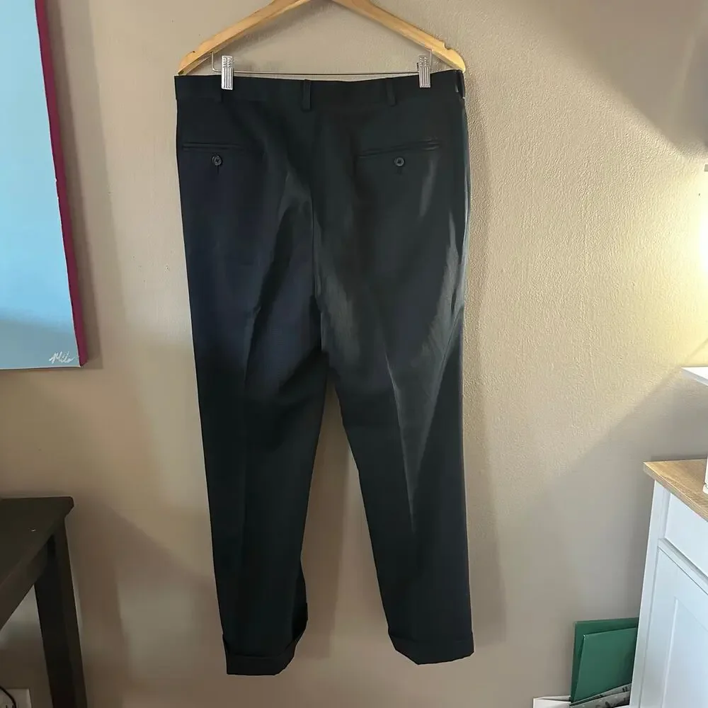 Perry Ellis Portfolio Navy Pleat Front Pants Size 34 X 29